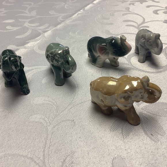 Elephant Statue Figurine Decorations JAPAN TRUNK UP LOT OF 5 - Picture 1 of 15
